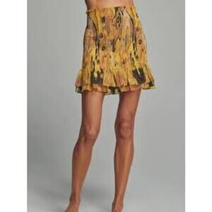 Sundays Andie Skirt in IKAT Print Yellow Gold Black Medium M NEW NWT